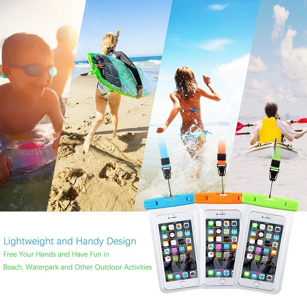 Waterproof Case, Firstbuy waterproof Pouch Dry Bag for Outdoor Water sports,waterproof phone case With Sensitive Screen Perfect For iPhone7 7plus 6S 6S Plus Samsung S8,phones up to 6 inches (3pack)