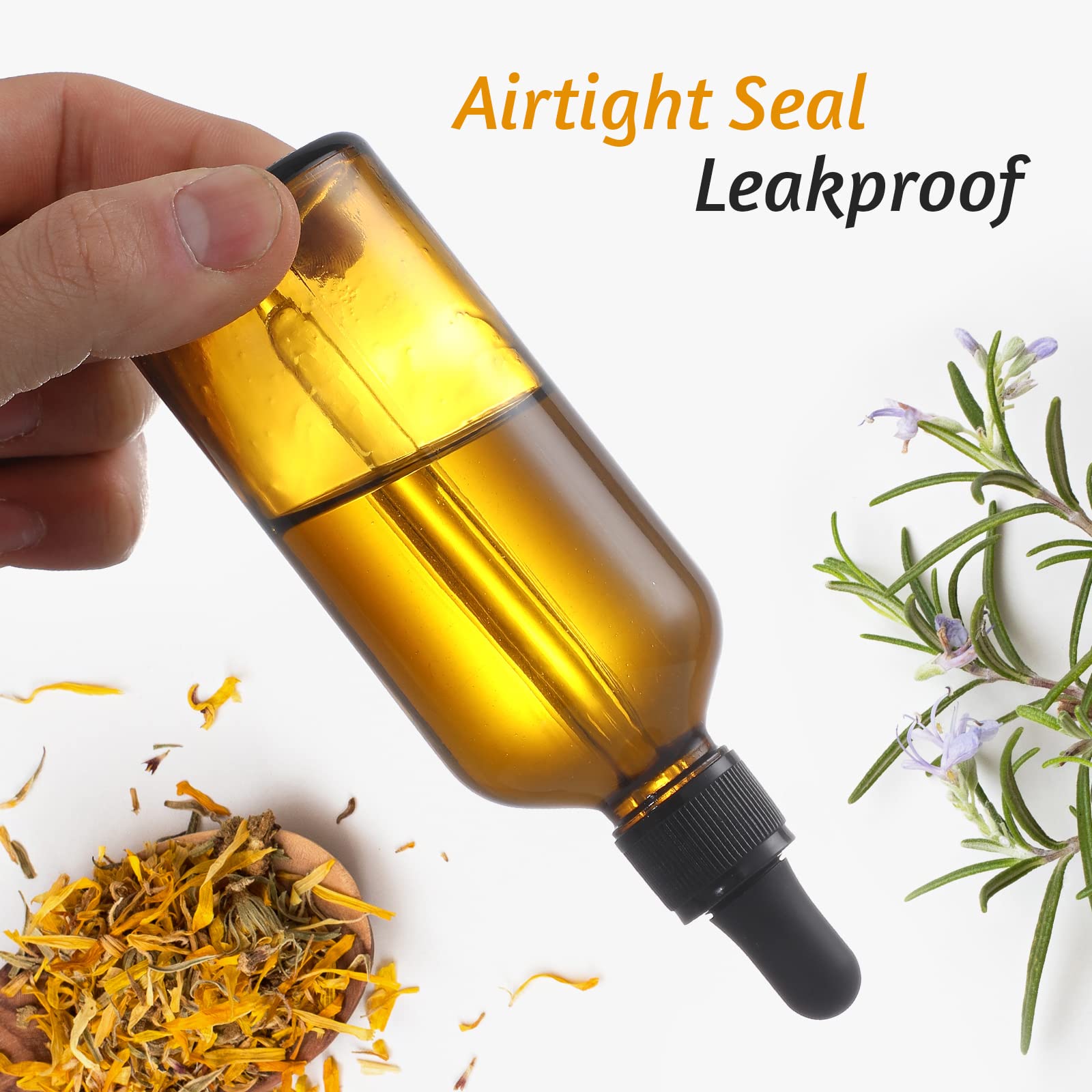 AOZITA 4 Pack, 4 oz Dropper Bottles with 1 Funnel & 4 Labels - Essential Oils Bottles for Health, Personal Care & Beauty - 120ml Thick Dark Amber Glass Tincture Bottles with Eye Droppers, Leakproof