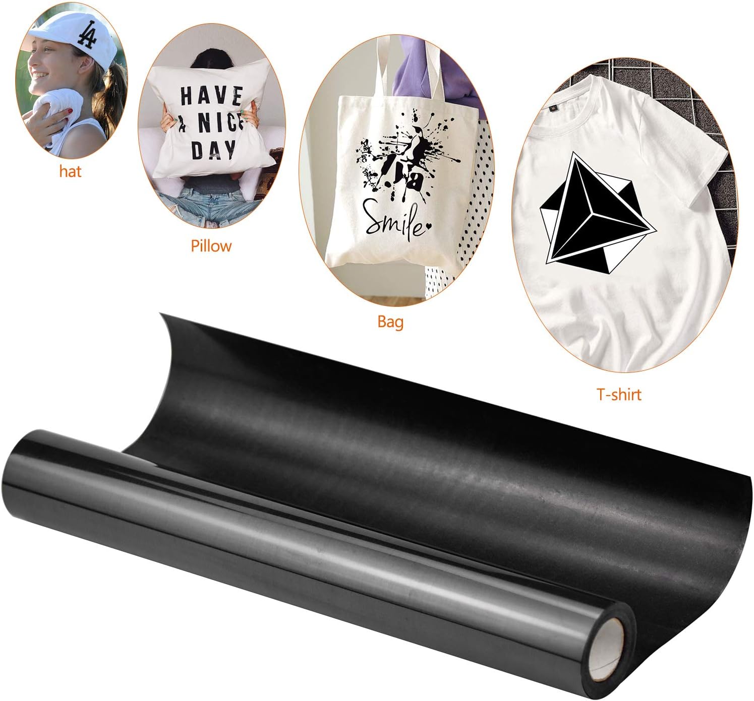 NATEE Black Heat Transfer Vinyl, Iron on Vinyl Roll for Cricut & Silhouette Cameo - Image 4