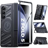 LEIAU Magnetic for Samsung Galaxy Z-Fold-5 Case: Heavy Duty Phone Case [Compatible with MagSafe][Hinge Protection][Dual Kickstand] Shockproof TPU+PC Cover for z fold 5 5G 2023 Black