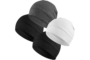 Headshion Cotton Skull Caps for Men Women,2-Pack Lightweight Beanie Sleep Hats Breathable Helmet Liner