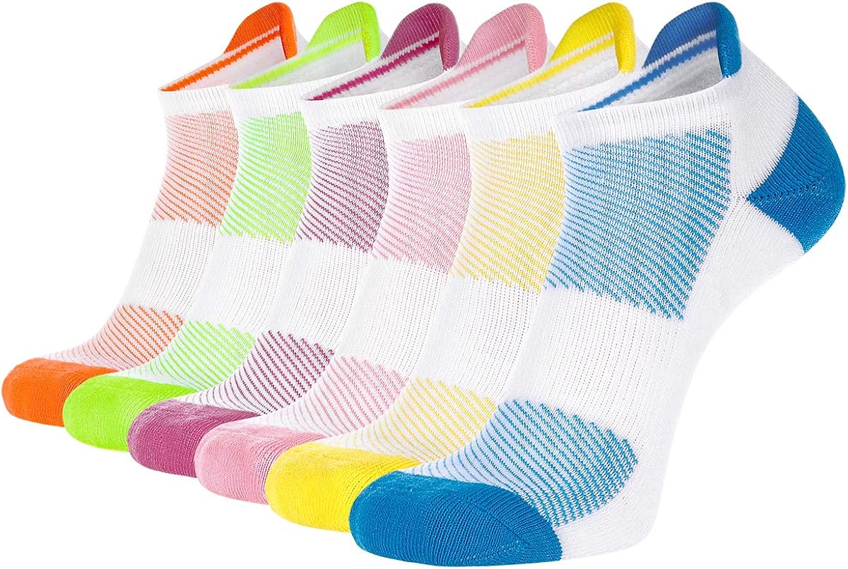 Heatuff Womens Low Cut Ankle Athletic Socks Cushioned Running Performance Breathable Tab Sock 6 Pack: Clothing