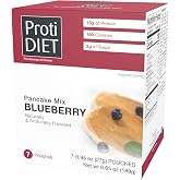 ProtiDIET Blueberry Protein Pancakes, Low Sugar Instant Pancake Mix, 7ct | 15g High Protein, Low Sugar, Low Fat, Pre-Portioned Snack, Easy Preparation Protein Pancake Mix Packets