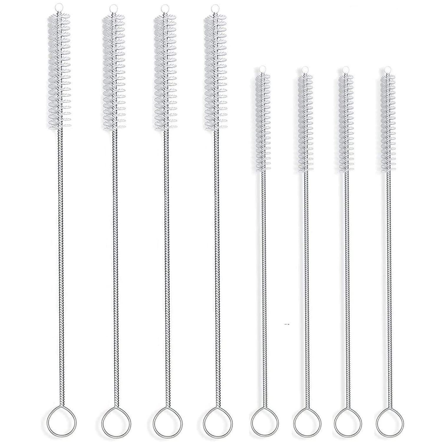 ALINK Extra Wide Drinking Straw Cleaning Brush Kit, Pack of 8, 4-pcs 9" x 12 mm Cleaner for Boba Smoothie Straws, 4-pcs 7.5" x 7 mm Cleaner for Stainless Steel Tumbler Straws