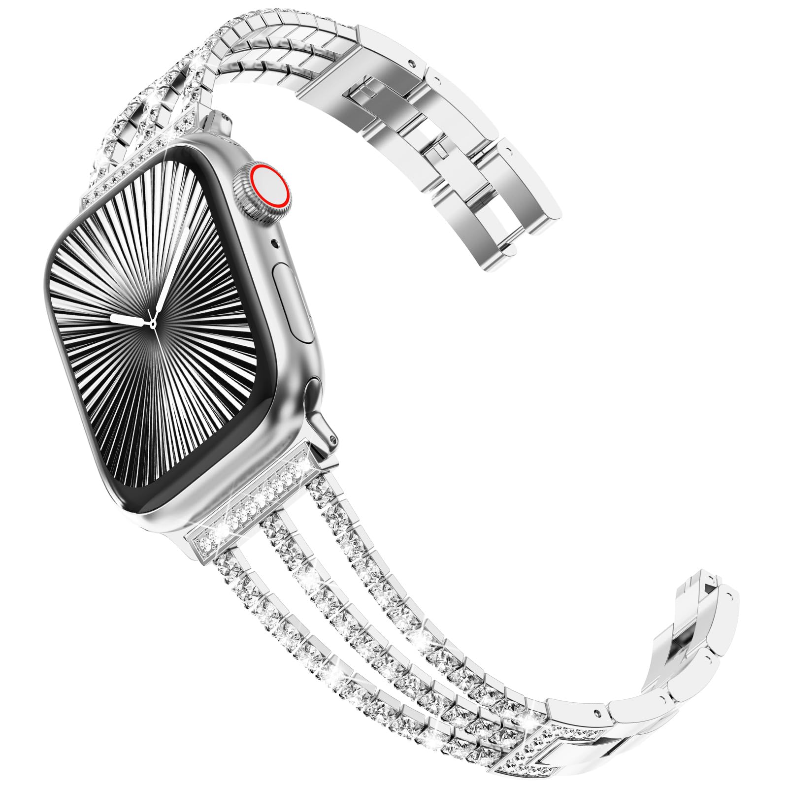 CHANCHY 42mm(series 11 10) 41mm 40mm 38mm Compatible with Apple Watch Strap for Women,Bling Strap Sparkling Crystal Bracelet Replacement Band for iWatch SE 3 2 1,Series 11 10 9 8 7 6 5 4 3 2 1,Silver