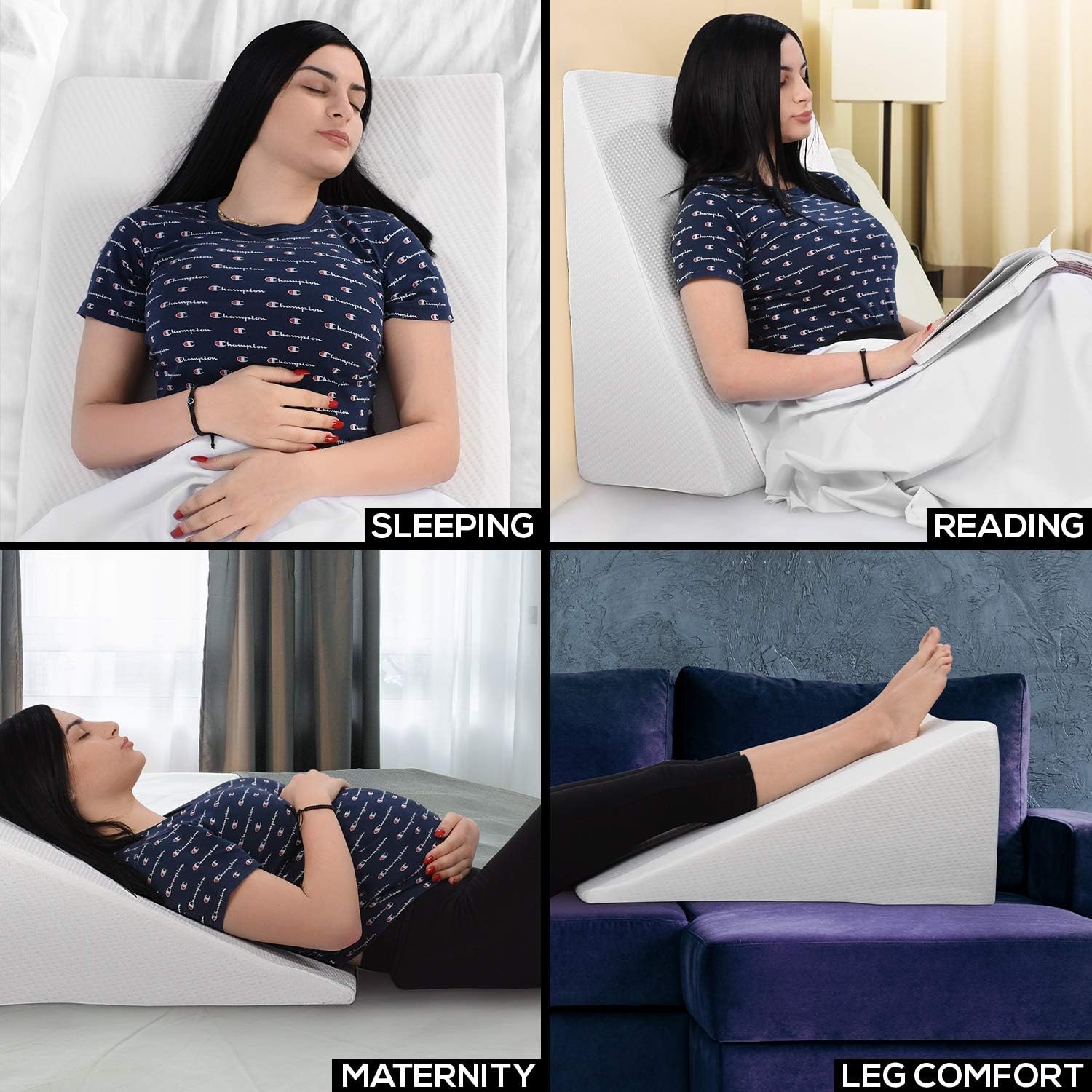 Bed Wedge Pillow With Memory Foam Top – Ideal For Comfortable and Restful Sleeping – Alleviates Neck and Back Pain, Acid Reflux, Snoring, Heartburn, Allergies - Versatile – Removable, Washable Cover: Home & Kitchen