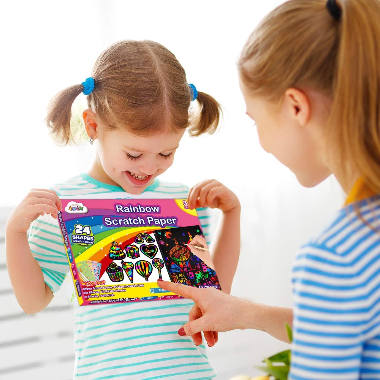 ZMLM Scratch Paper Art-Craft Girl: Rainbow Scratch Magic Drawing Set Paper Pad Board Supply Kit Toddler Project Activity for 3-12 Year Old Kid Game Toy Holiday|Party Favor|Birthday|Children's Day Gift: Toys & Games