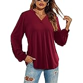 Amoretu Womens Tops Dressy Casual Business Work Blouses Shirts Long Sleeve V Neck Tshirt