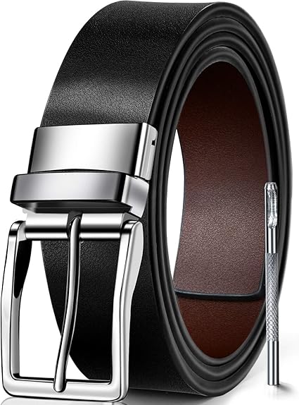 Amazon Jbhoo 最新版 ベルト メンズ 2in1 二色 ビジネス 紳士 ベルト リバーシブル おおきいサイズ カジュアル レザー ボックス付き プレゼン ブラック ブラウン 125cm 115cm バックル 銀色 ベルト 通販