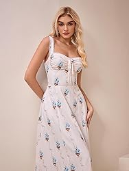 KUTUMAI Floral Corset Midi Dresses for Women 2025