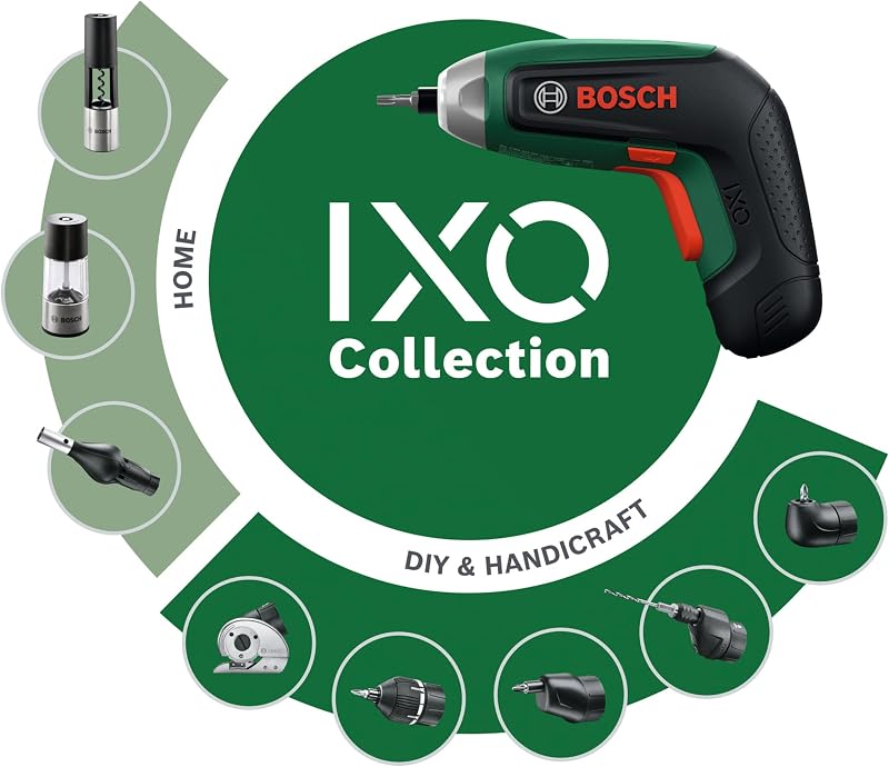 IXO8 Cacciavite a batteria (incl. adattatore angolare, set di 10 bit e batteria, in scatola di cartone)