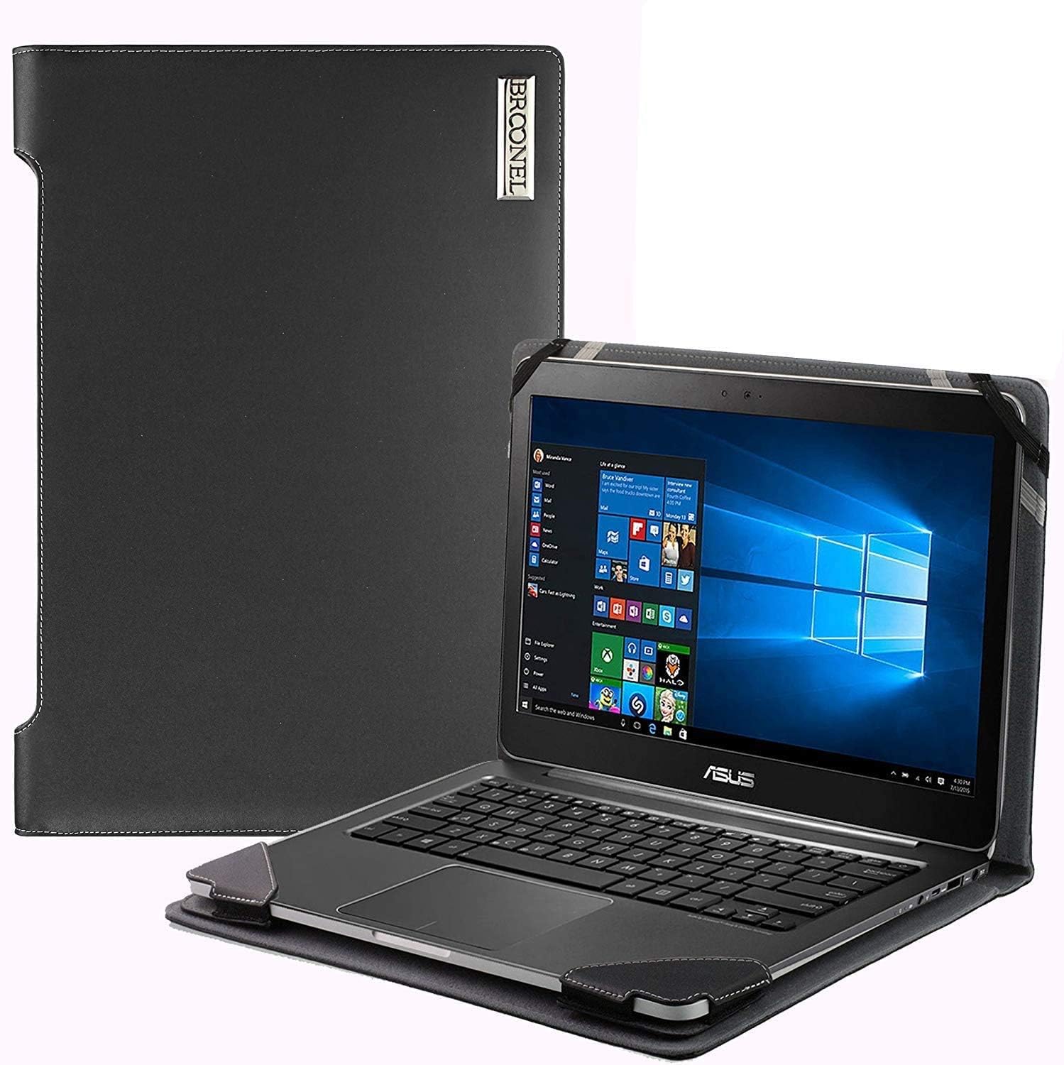 Broonel Profile Series Black Leather Laptop Case Compatible With