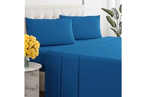 Sleepy Town Queen Size Bed Sheets - 4 Piece - Queen Sheet Set - Extra Soft, Comfy & Cooling - Easy Care - Shrinkage, Wrinkle & Fade Resistant - Brushed Microfiber - Deep Pocket Bed Sheets (Royal Blue)