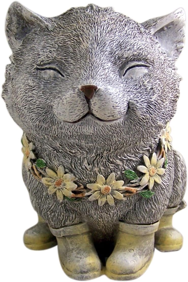 Cat Garden Statue Rainy Day Pudgy 7.75 Inch