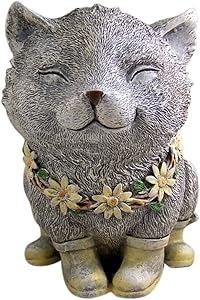 Cat Garden Statue Rainy Day Pudgy 7.75 Inch