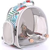 Bird Backpack Carrier, Backpack with Stand Perch and Metal Tray, Travel Carrier Backpack (SP Floral, Bird Backpack)