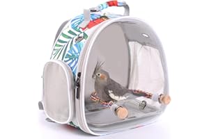 Bird Backpack Carrier, Backpack with Stand Perch and Metal Tray, Travel Carrier Backpack (SP Floral, Bird Backpack)