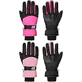 SATINIOR 2 Pairs Kids Waterproof Winter Snow Gloves Ski Gloves for Boy Girl Outdoor Warm Thickening Snowboar