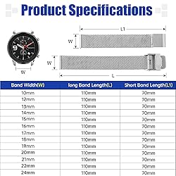 Winfox Stainless Steel Mesh Watch Band for Men