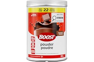 BOOST Instant Breakfast Powder, Chocolate, Drink Mix with Protein, Fibre, Calcium, Vitamins & Minerals, Add to Whole Milk or 
