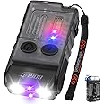 BORUIT V20 LED Small Powerful EDC Flashlight with 365nm UV Light,180°Head Swivels,Super Bright USB C Rechargeable Mini Pocket Keychain Flash Light with Clip-13 Mode,IP67,Magnetic,110DB Buzzer(Black)
