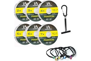 Maxcatch Fly Fishing Leader Tippet Material with Tippet Line Holder & Tender, Clear,55Yds, 4PCS/6PCS