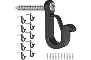 Dolibest Q-Hanger Hooks - 10 Pack, Screws-in Hooks for Christmas Lights, Garage, Outdoor, Easy Release, Fairy Lights, Safety 
