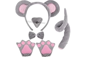 Riqiaqia Anima Costume Set, Ears Headbands Bow TieTail Set Animal Fancy Costume for Halloween Cosplay(cow,donkey,mouse)