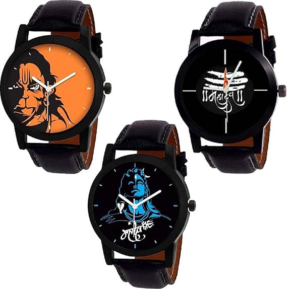 Foxter Mhadev Men's Leather Watches with Analogue Dial Combo