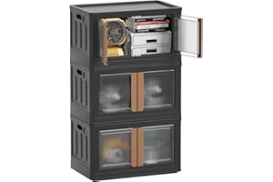 HAIXIN Organization and Storage, Trunk Organizer, Collapsible Outdoor Storage Box, 100Qt Camping Accessories, Stackable Garden Tools Box, Plastic Laundry Room Organization, Storage Bins with Lids (3 Pack)