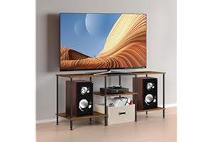 50 inch TV Stand for Bedroom Rustic Brown TV Entertainment Center with Storage 3 Tier TVs Table Stand for Living Room TV Cons