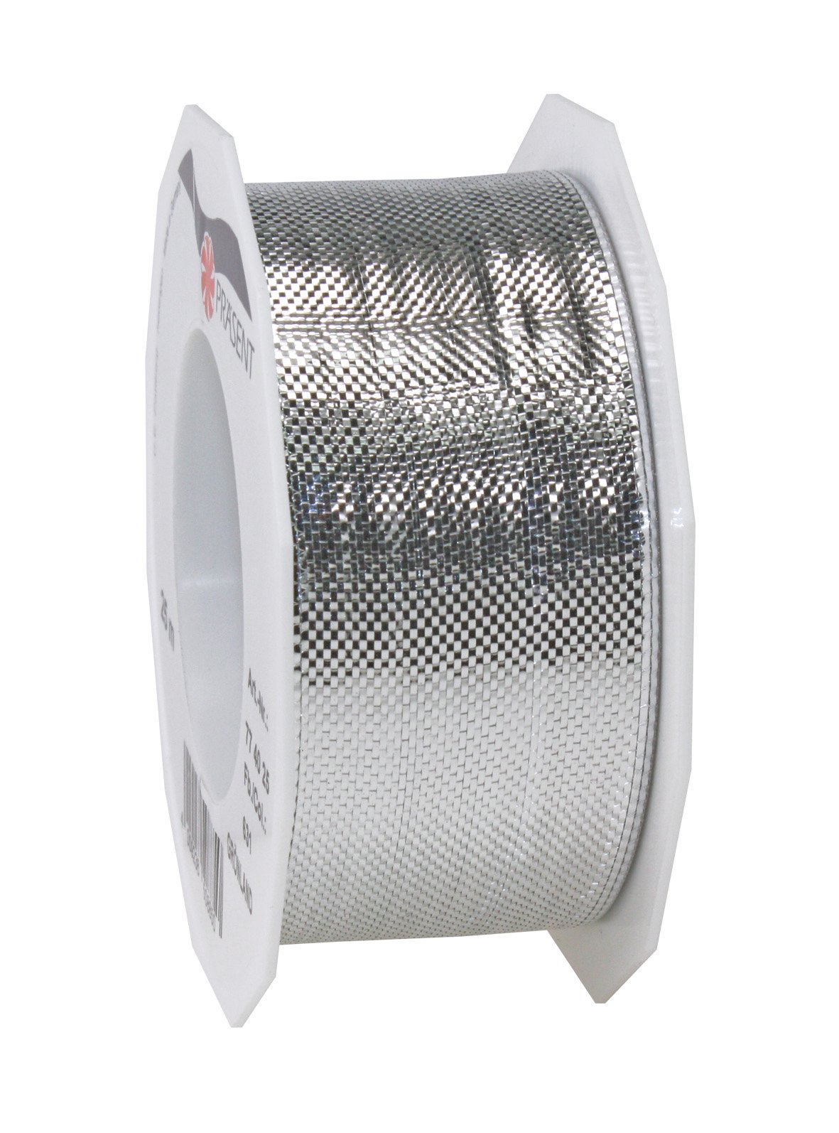Präsent - Grönland Metallic look Ribbon Silver 25-m-Roll 40 mm width
