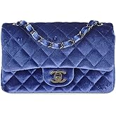 What Goes Around Comes Around Women's Pre-Loved Chanel Navy Velvet Rectangular Flap Mini Bag