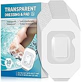 Geiserailie 30 Pack Transparent Film Dressing with Pad, Waterproof Adhesive Bandages, Cover Patches, Clear Barrier Film for Showering, Swimming, Tattoo(2.36 x 2.76 Inches)