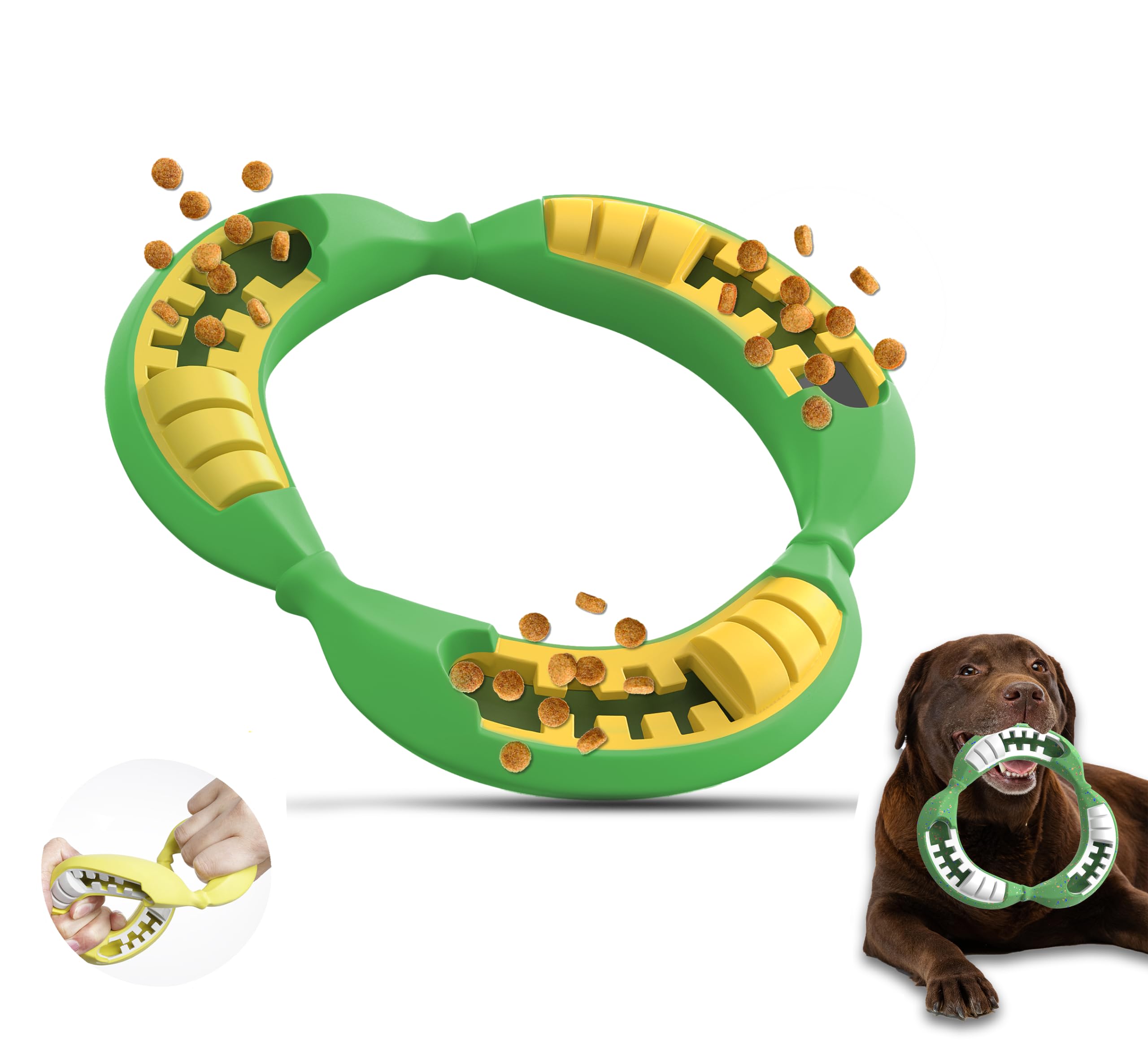 PetBuds Banana Shaped Indestructible Frisbee - Interactive Dog Toys for Boredom, 2 in 1 Dog Treat & Chew Toy (Screamin Green, Large)