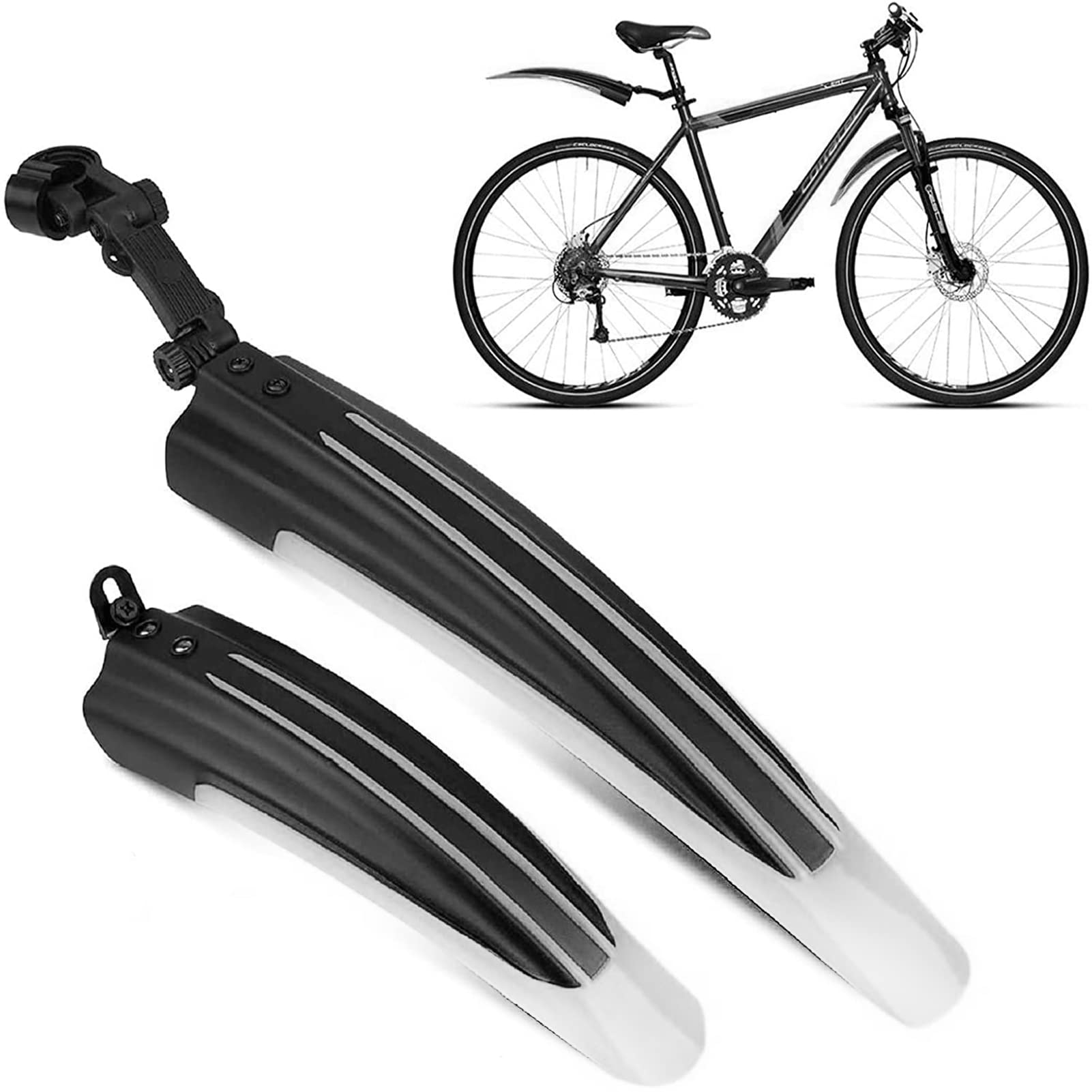 Bike Mudguard Set Bicycle Fender Mountain Front & Rear Mud Guard Universal Mudguard Bike Cycling Tires Fenders Full Cover Thicken Widen Adjustable Bike Mudflap fit for 20/22/24/26 inch MTB Road Bike