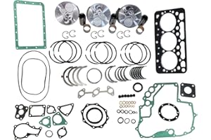 WSbaodan D722 Overhaul Rebuild Kit Compatible with Kubota D722 Engine B7300HSD B7400HSD BX1800D BX1850D BX1860D Tractor piston˚&Bushing&Full Gasket Kit