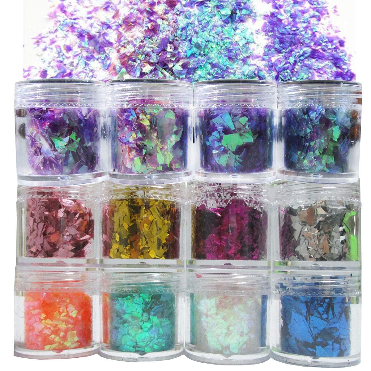 Photo 1 of 12 Colors Iridescent Chunky Glitter Flakes Kit Irregular Resin Epoxy Art Craft Paint Glitters Sparkles Accessories Festival Cosmetic Body Glitter Nail Sequins Stickers Decor (Irregular)