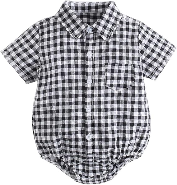 Amazon Co Jp Sanlutoz 新生児 男の赤ちゃん ボディスーツ 夏 半袖 コットン 幼児 服 ファッション 格子縞 カジュアル 服の 赤ちゃん 服 ファッション小物