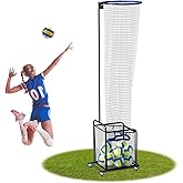 Creproly Volleyball Setter Trainer Net Adjustable Height and Angle Home Volleyball Trainer Net with Wheels and Collection Bag Volleyball Training Equipment for Both Indoor and Outdoor Training