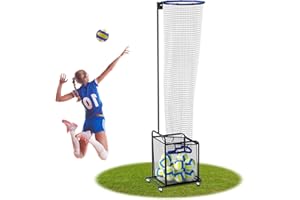 Creproly Volleyball Setter Trainer Net Adjustable Height and Angle Home Volleyball Trainer Net with Wheels and Collection Bag Volleyball Training Equipment for Both Indoor and Outdoor Training