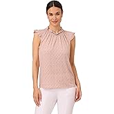 Adrianna Papell Womens Ruffle Mock Neck Tank
