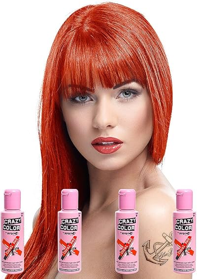 Crazy Color Set 4 Coral Red 100 ml Hair Dye 57 Coral Red Crazy Color