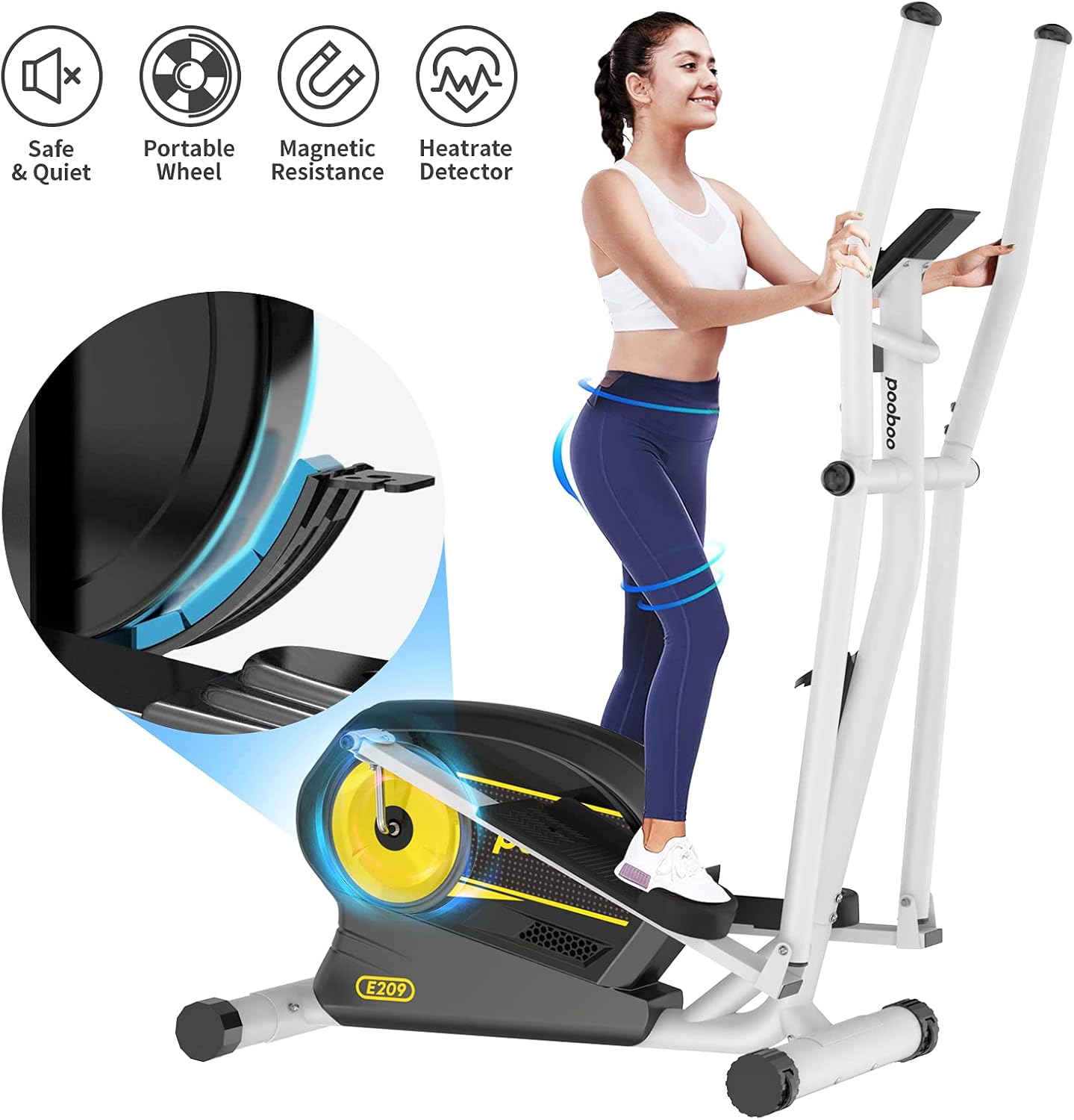 Afully Elliptical Machine Eliptical Trainer with 8 Levels Magnetic Resistance, Tablet Holder, LCD Monitor, Pulse Sensors, Smooth and Quiet for Home Use (E208-18) : Sports & Outdoors
