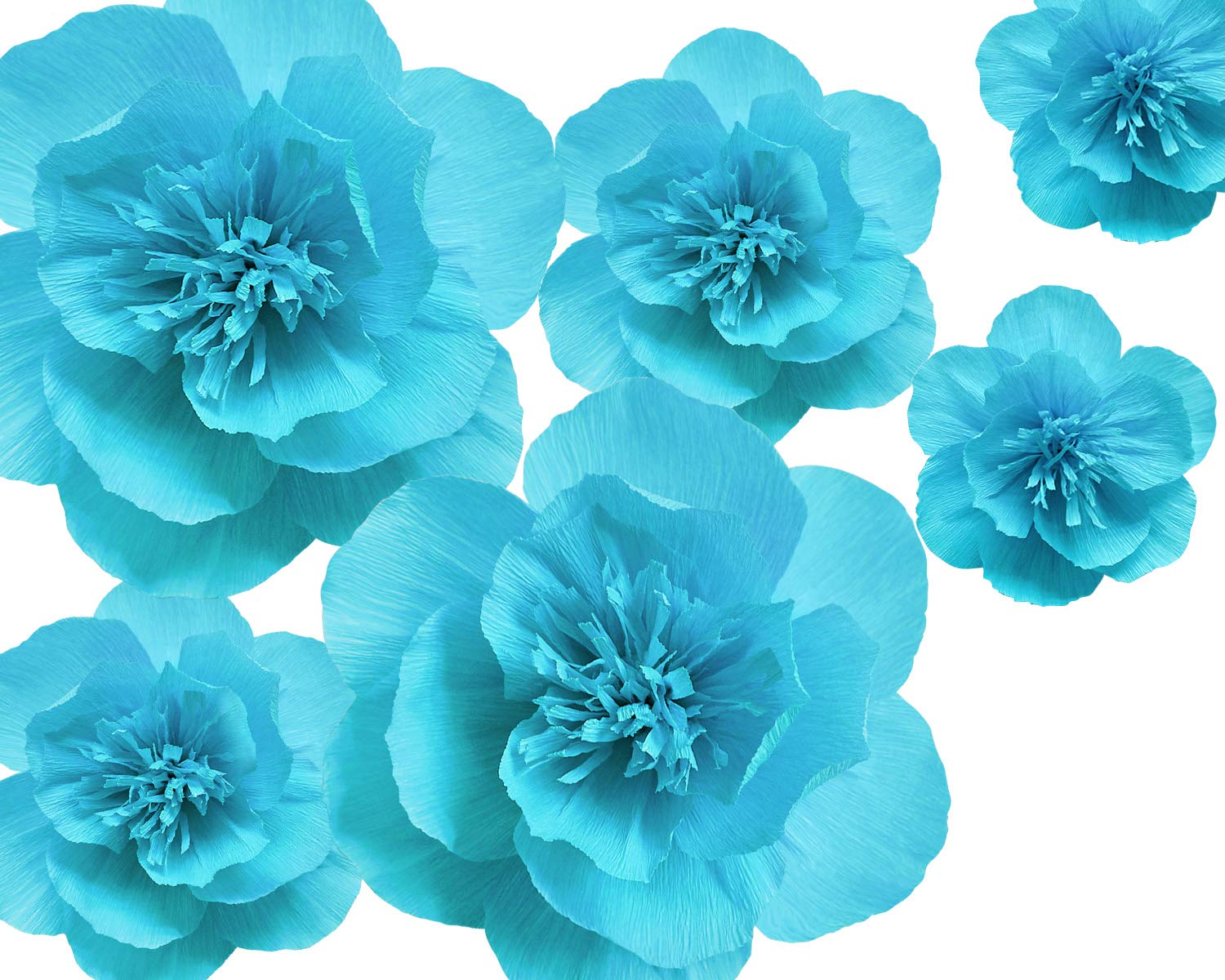 Photo 1 of Letjolt Paper Flowers Decoration for Wall 3D Artificial Flowers Home Decor Wedding Backdrop Baby Shower Bridal Shower Nursery Wall (Sky Blue Set 6)