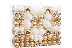 WIRONLST 87-Pack Shatterproof Christmas Ball Ornaments Set, Christmas Tree Decorations with Hand-held Gift Package for Xmas Tree Holiday Wedding Party, Gold