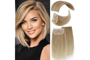 Cisyia 4 PCS Hair Toppers for Thinning Hair Synthetic Clip in Hair Extension Blonde & Bleach Blond Mixed Hairpieces for Women Adding Hair Volume for Daily Use(Double 4 inch and Double 8 inch)