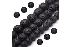 Youngbling Natural Gemstone Beads for Jewelry Making,8mm Black Lava Polished Round Smooth Stone Beads,Genuine Real Stone Beads for Bracelet Necklace 15 Inch(Black Lava,8mm)