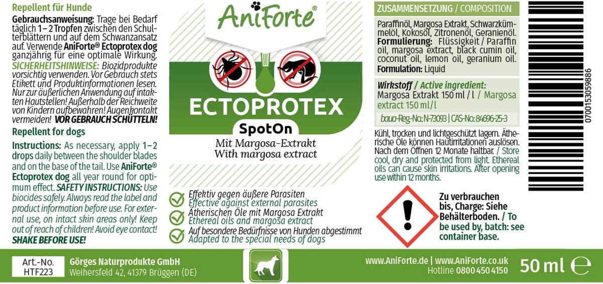 AniForte Ectoprotex Dog 50ml, Tick, Mite and Flea Treatment for Dogs Spot On For Protection and Prevention Against Parasites - Image 3