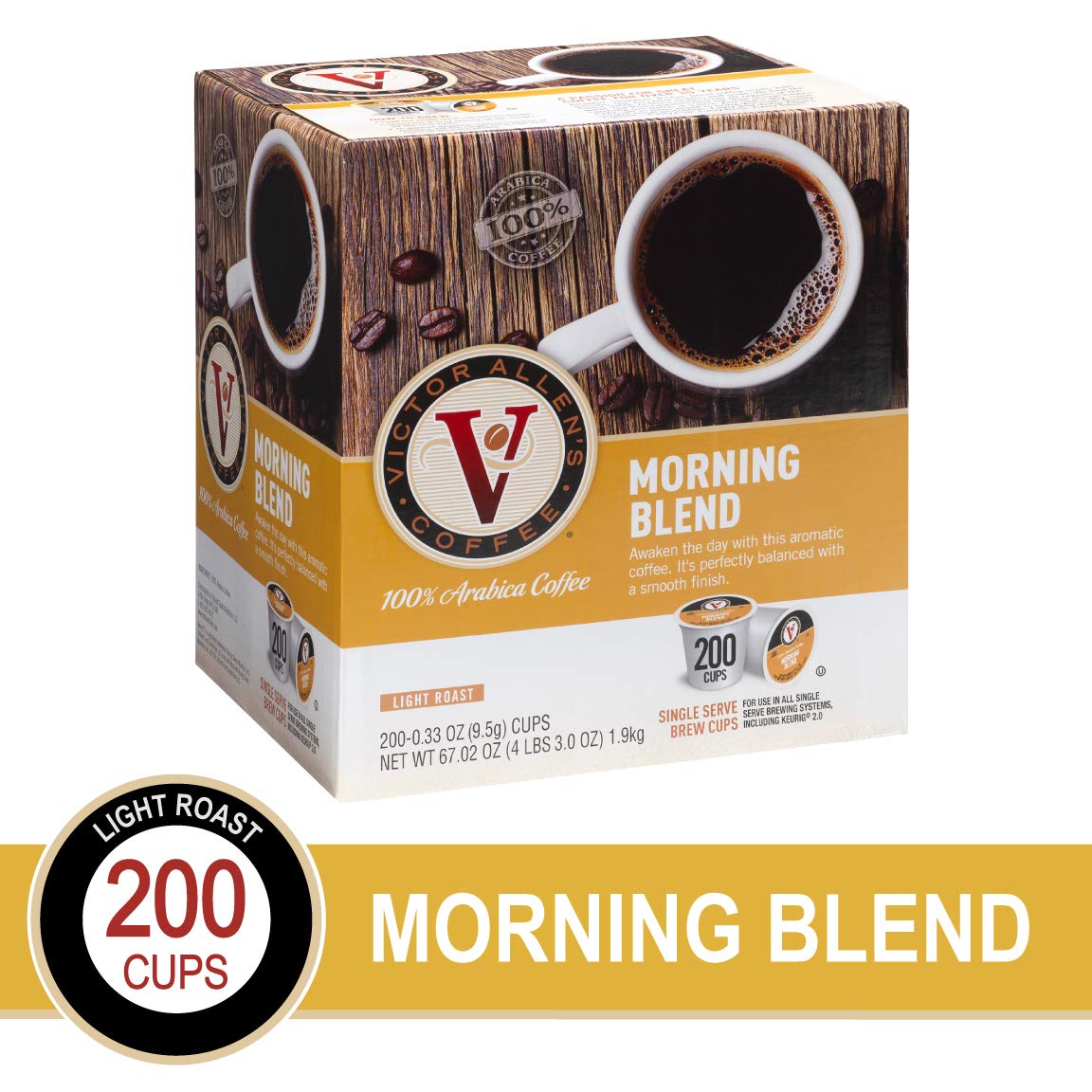 Morning Blend for K-Cup Keurig 2.0 Brewers, 200 Count, Victor Allen’s CoffeeSingle Serve Coffee Pods